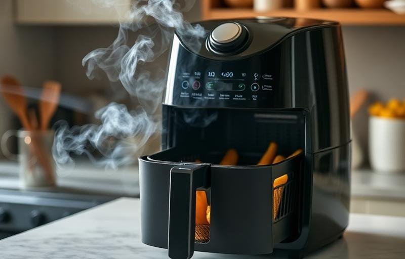 Air fryer com problema de cheiro de queimado