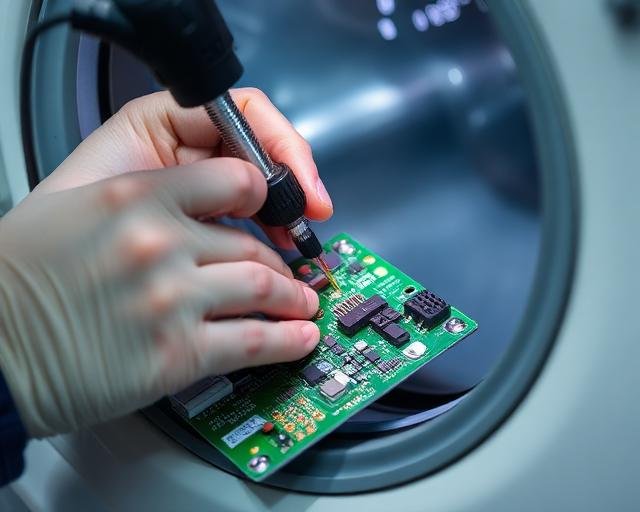 Técnico realizando conserto de painel eletrônico em Sarandi