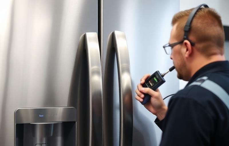 Geladeira moderna em cozinha - diagnóstico de barulhos