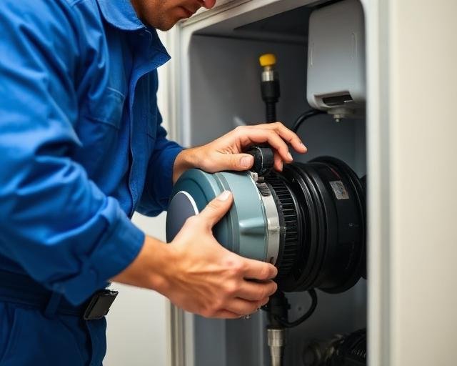 TÃ©cnico realizando manutenã§ã£o de motor em geladeira em Sarandi