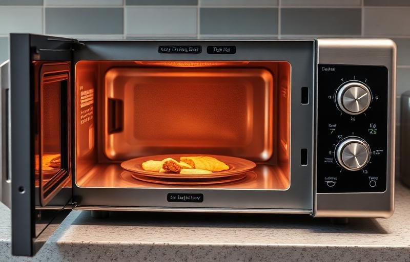 Micro-ondas em funcionamento sem aquecer alimentos