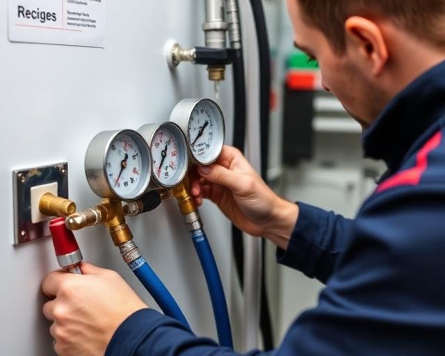 TÃ©cnico realizando recarga de gã¡s em geladeira em Sarandi