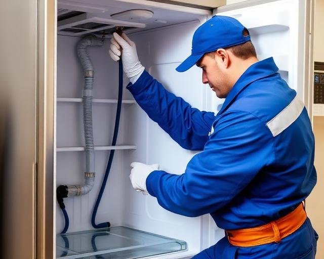 TÃ©cnico realizando retirada de vazamento em geladeira em Sarandi